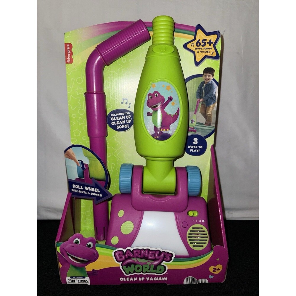 Fisher-Price Barney’s World Clean Up Vacuum Toy 65+ Songs Sounds Phrases 2+
